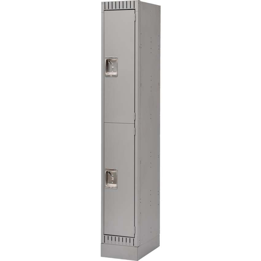 Kleton® RTA Steel Locker Double w/Recessed Base Bank of 1 Grey