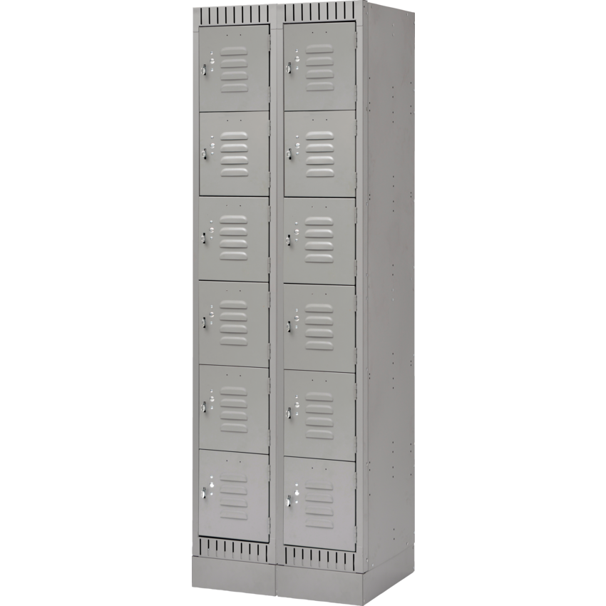 Kleton® RTA Steel Locker Lockerettes w/Recessed Base Bank of 2 Grey