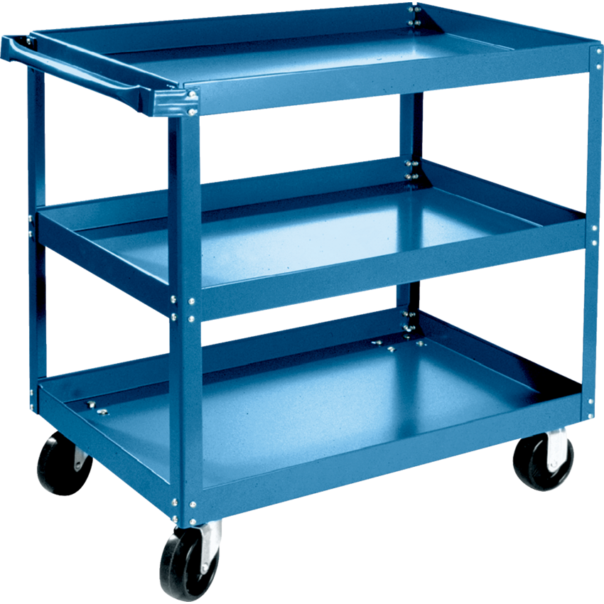 Kleton® Ready to Assemble Shelf Truck 3-Shelf 5" Polyolefin Casters 24"W x 48"D x 36"H