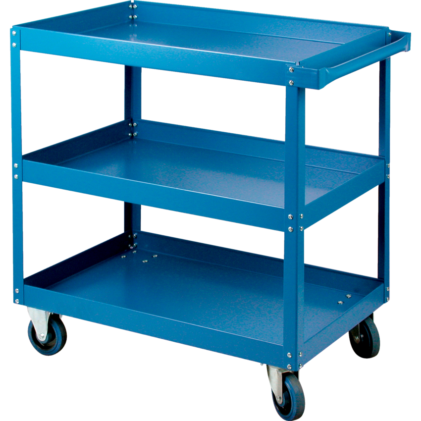 Kleton® Ready to Assemble Shelf Truck 3-Shelf 5" Rubber Casters 24"W x 48"D x 36"H