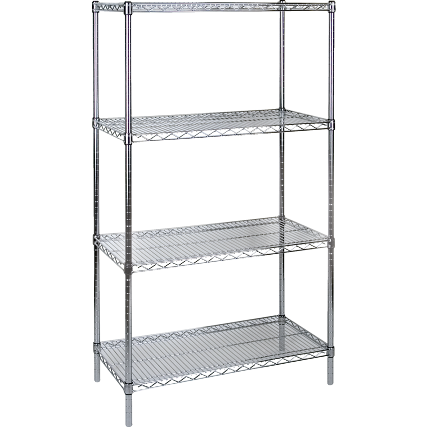 Kleton® Heavy Duty Chromate Wire Shelving 4 Shelves 72"W x 24"D x 63"H