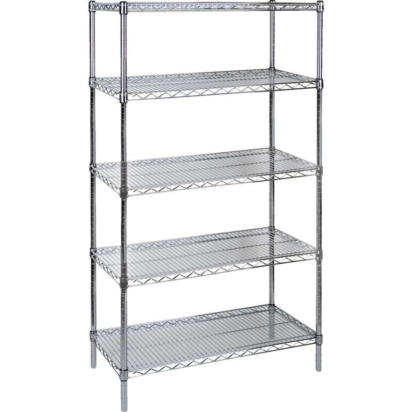 Kleton® Heavy Duty Chromate Wire Shelving 5 Shelves 60"W x 24"D x 74"H