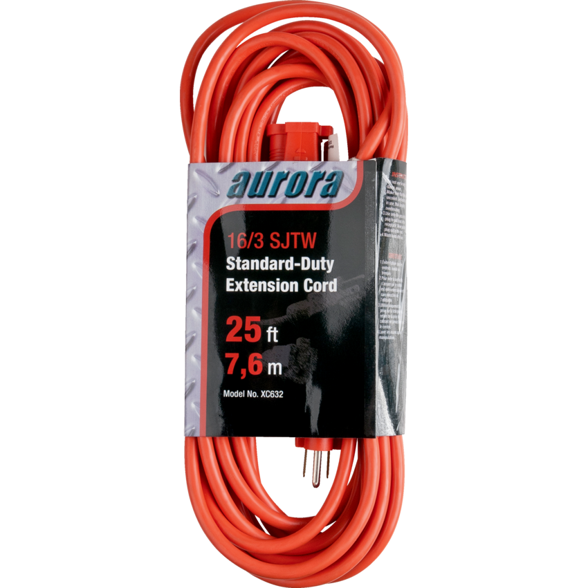Aurora Tools® Indoor/Outdoor Standard-Duty Extension Cord 25' Orange