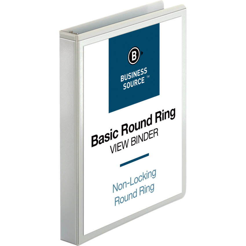 Business Source® Round Ring View Binder 1" White