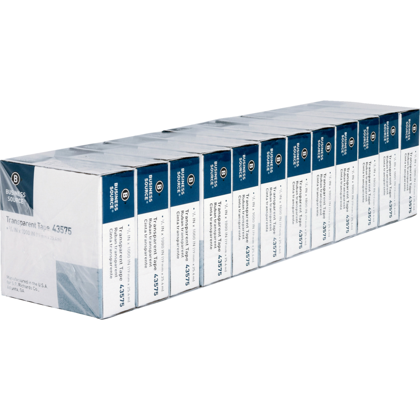 Business Source® All-Purpose Transparent Glossy Tape 3/4" x 25.4m Clear 12/pkg
