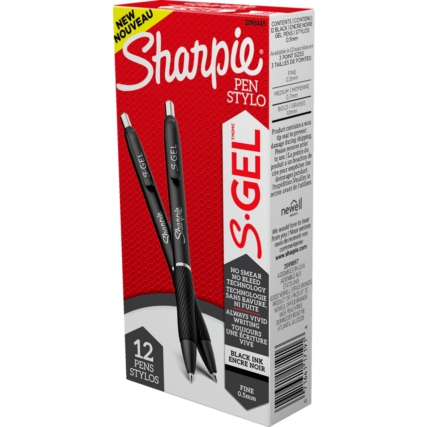 Sharpie® S-Gel® Retractable Pens 0.5 mm Black 12/box