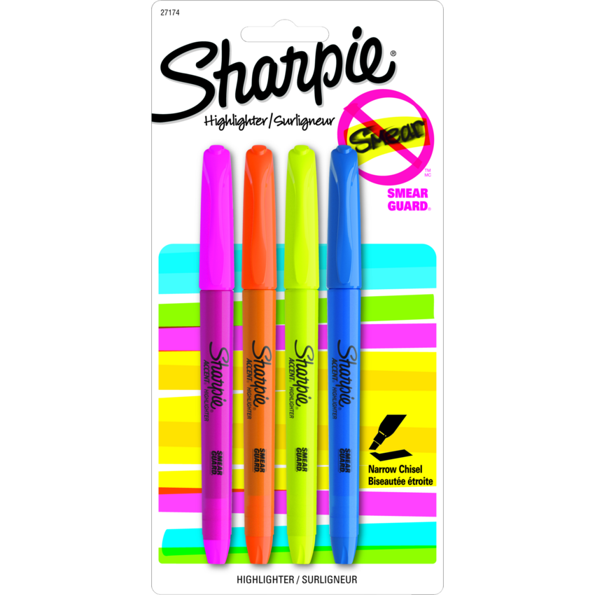 Sharpie® Pocket Highlighters Assorted Colours 4/pkg