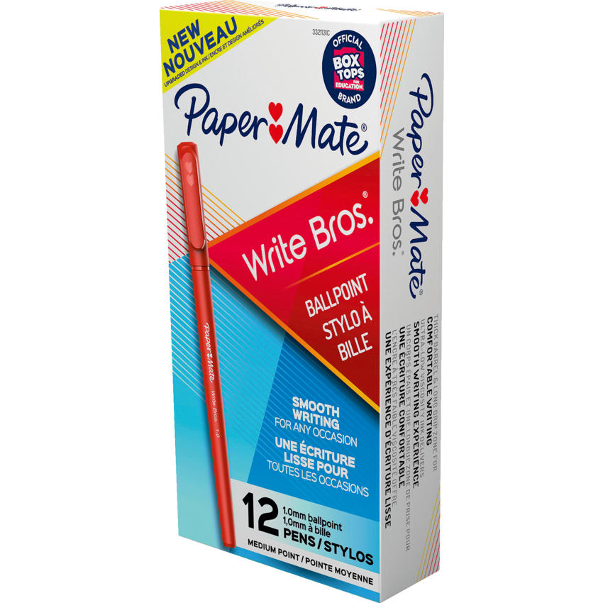 Paper Mate® Write Bros.® Stick Pens Medium Point Red 12/box