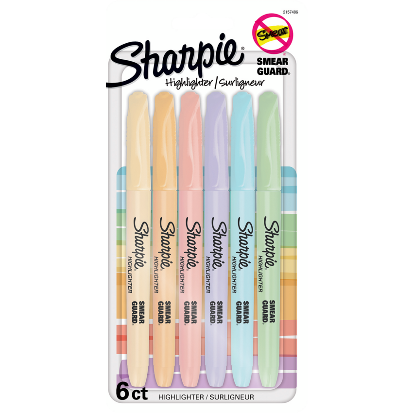 Sharpie® Pocket Highlighters Chisel tip Assorted Pastel Colours 6/pkg
