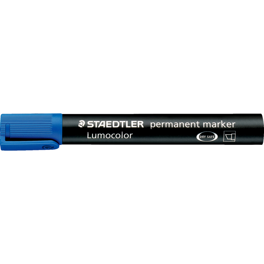 Staedtler® Lumocolor® Dry Safe Permanent Marker Chisel Tip Blue 10/box