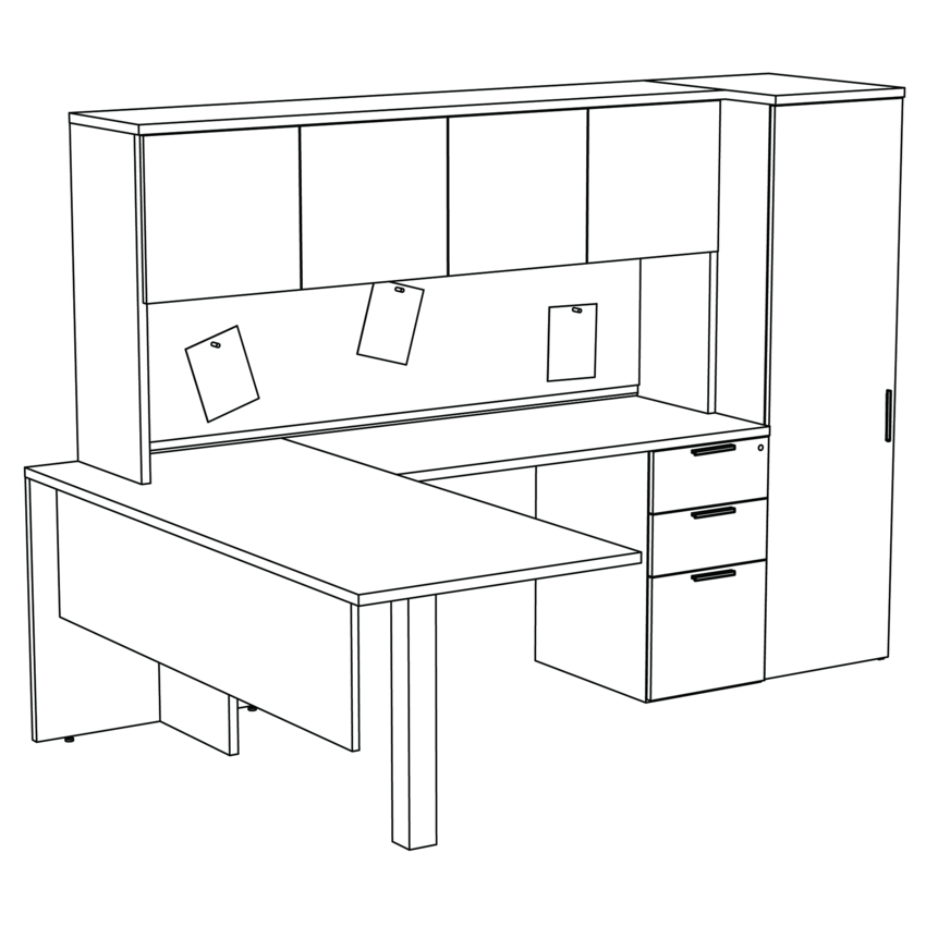 HDL® Innovations Series L-Suite Workstation 65”W x 94-1/2”D x 66"H Winter Wood