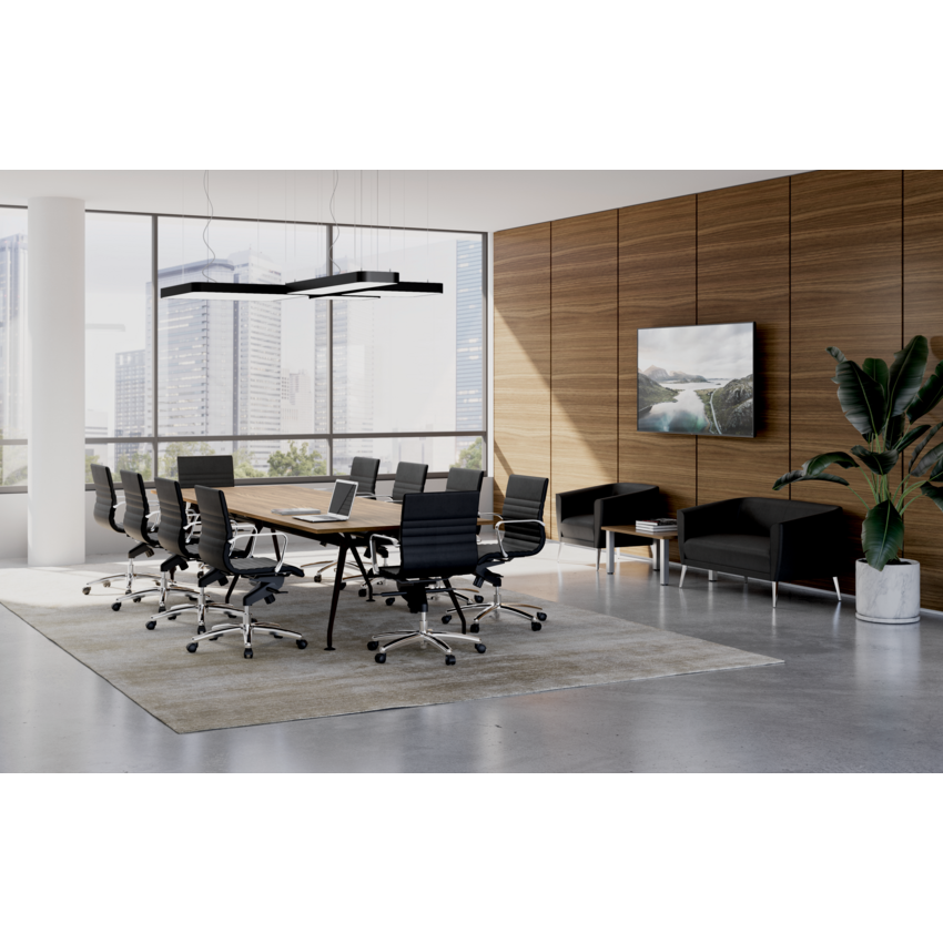 HDL® Innovations Upscale Meeting Table Rectanglular 12 people Black Walnut/Black