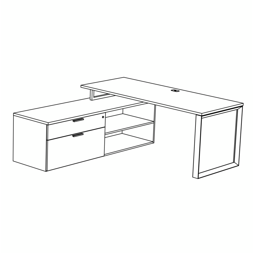 HDL® Levels Series Tiered Workstation 71" x 71" x 21-3/4"/29"  Grey Dusk / Pure White