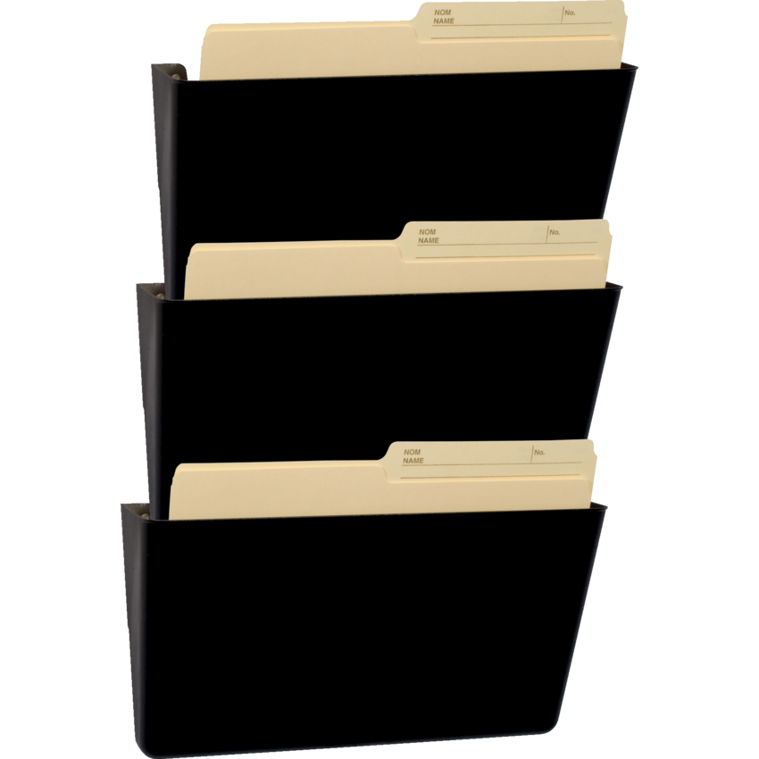 Storex® Snap and Stack Unbreakable Wall Pocket Letter Black 3/pkg