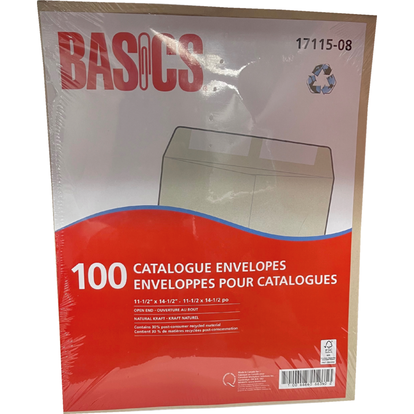 Basics® Catalogue Envelopes Natural Kraft 11-1/2" x 14-1/2" 100/pkg