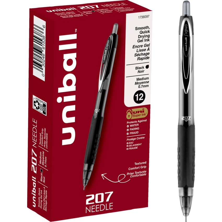 uni-ball® Signo 207™ Retractable Needlepoint Gel Pens 0.7 mm Black