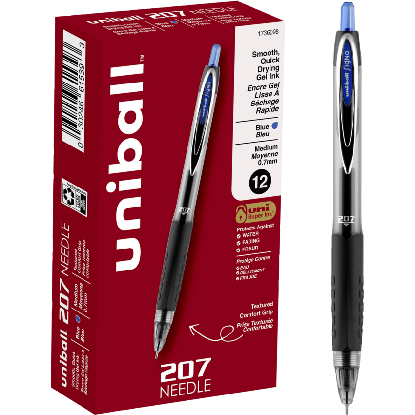 uni-ball® Signo 207™ Retractable Needlepoint Gel  Pens 0.7 mm Blue
