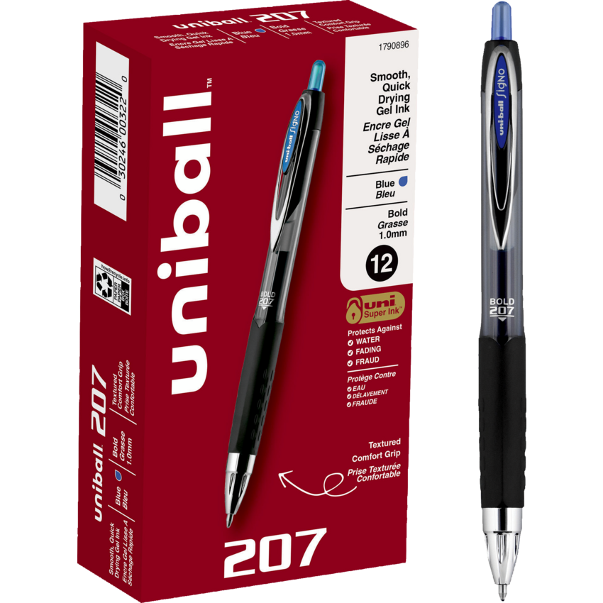 uni-ball® Signo 207™ Retractable Gel Pens 1.0 mm Blue 12/box