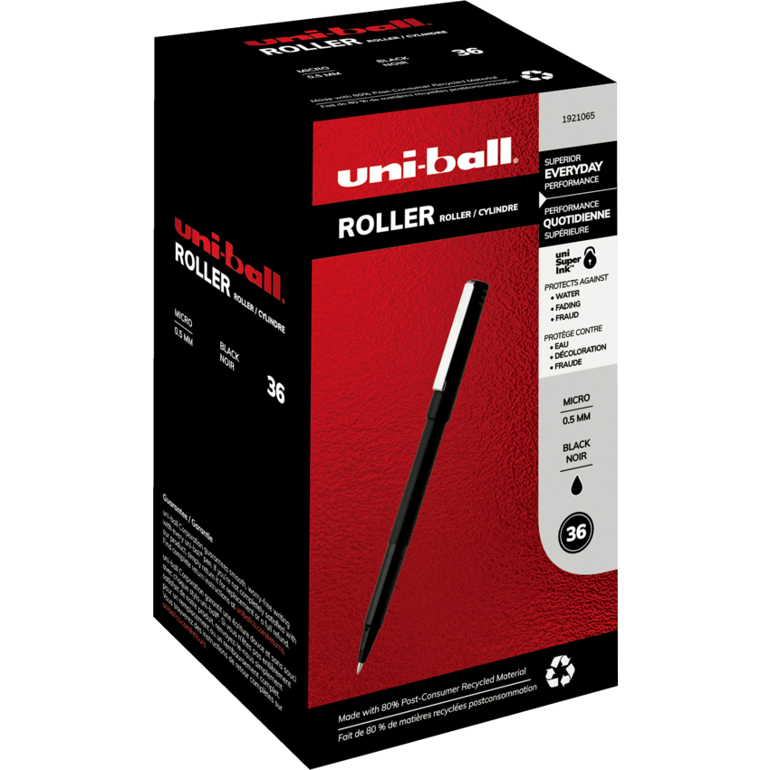 uni-ball® Roller Recycled Pens 0.5 mm Black 36/box