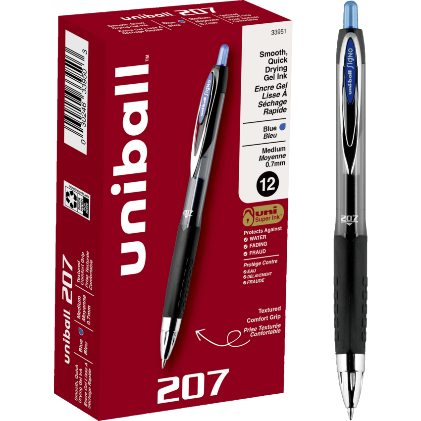 uni-ball® Signo 207™ Retractable Gel Pens 0.7 mm Blue 12/box