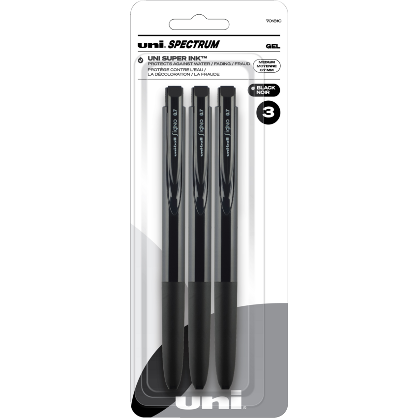 uni-ball® Spectrum™ Retractable Gel Pens 0.7 mm Black 3/pkg