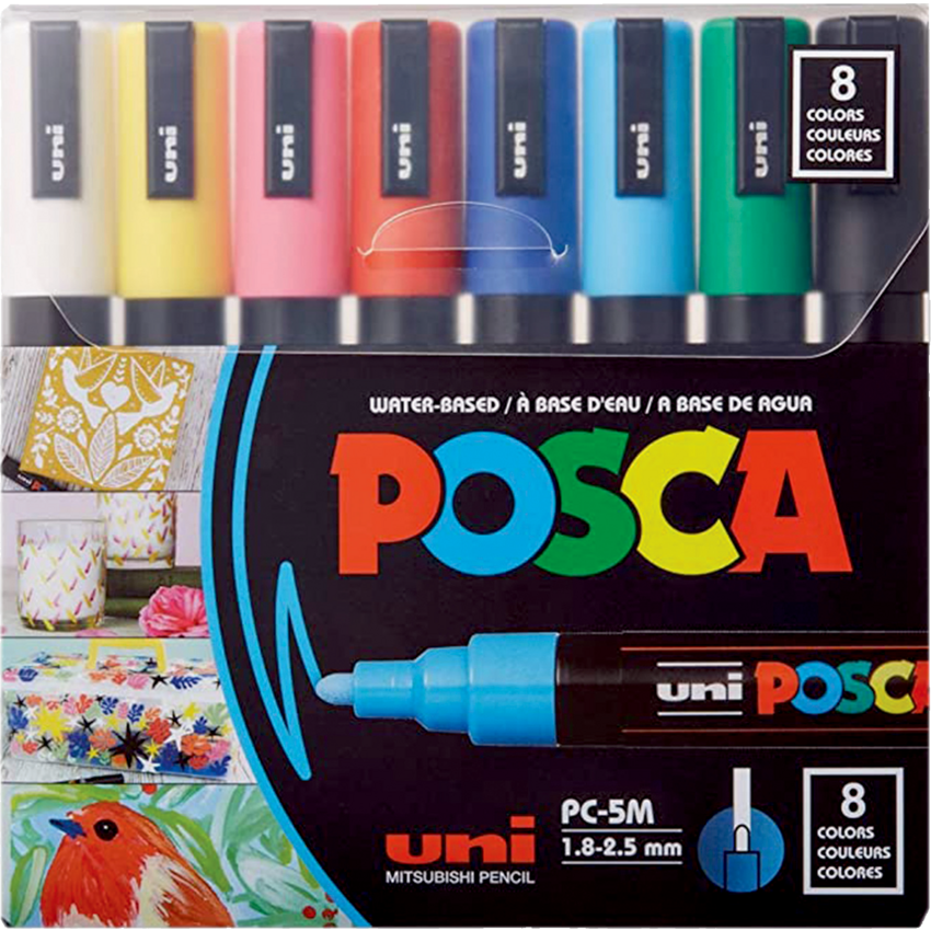 uni-ball® POSCA® Water-Based Paint Markers Medium Tip 8/pkg Assorted Colours