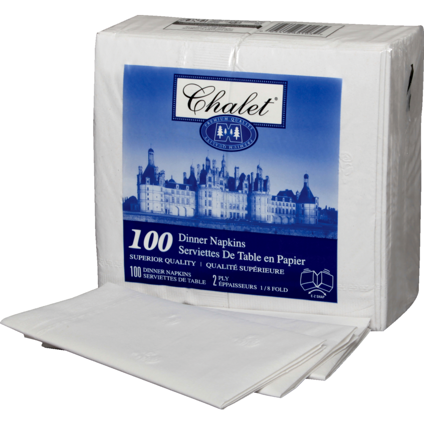 Chalet® Dinner Napkins 2-ply White 100/pkg