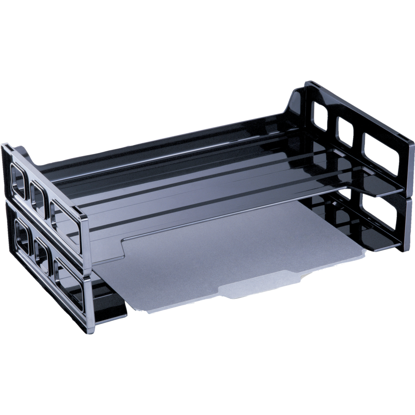 Korr Side-Loading Stacking Trays Legal Black 2/pkg