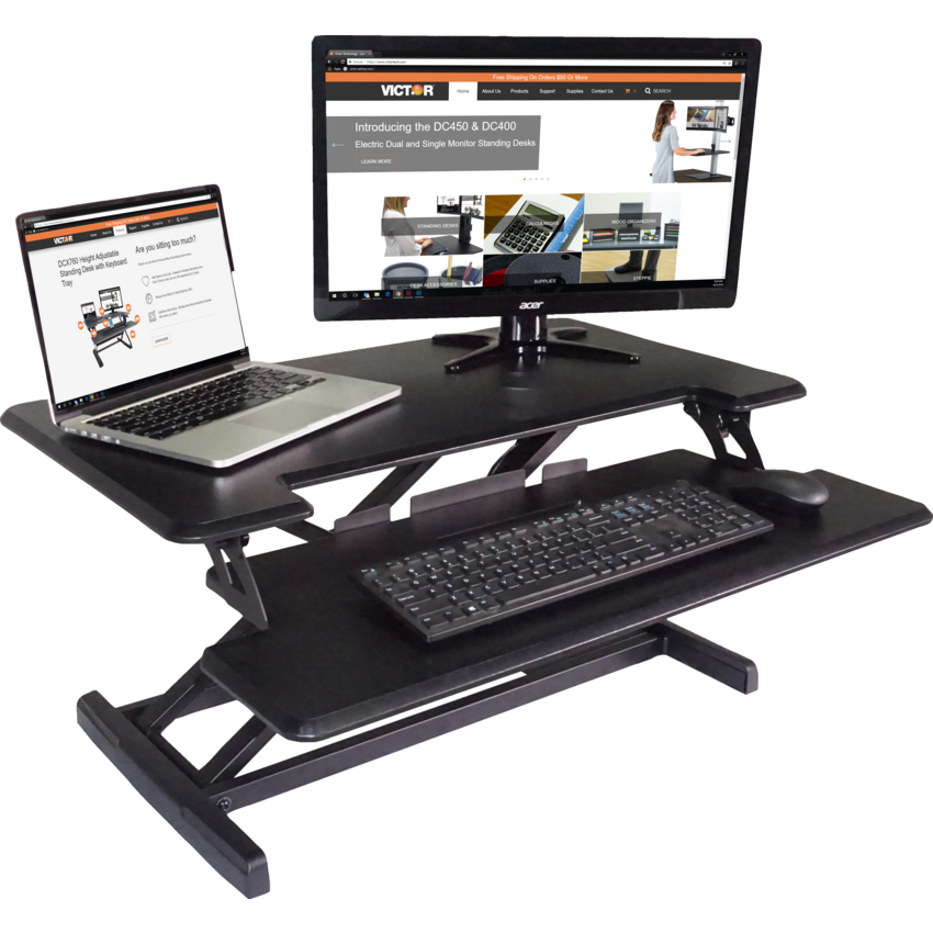 Victor® High Rise™ Height Adjustable Standing Desk Workstation Black