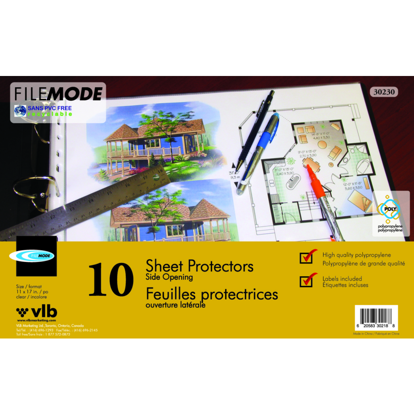 VLB FileMode Page Protectors 3 mil 11" x 17" 10/pkg