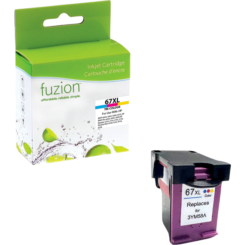 fuzion™ Remanufactured Inkjet Cartridges (HP 67XL) Cyan, Magenta, Yellow