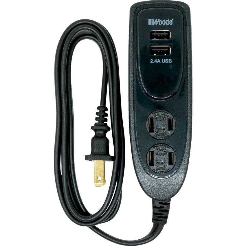 Woods® USB Desktop Cord 4' Black