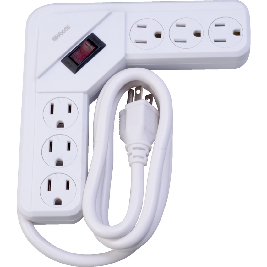 Woods® 6-Outlet Corner Power Strip White