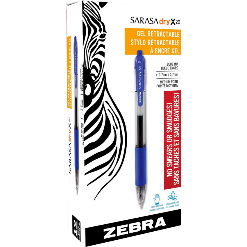 Zebra Sarasa™ Retractable Gel Pens 0.7 mm Blue 12/box