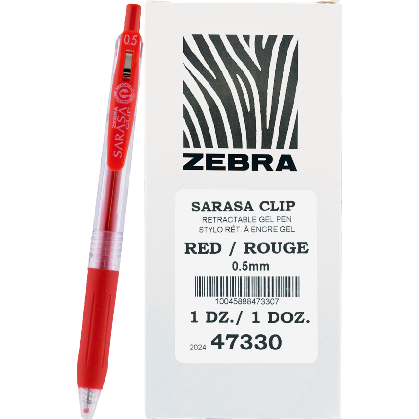 Zebra Sarasa™ Clip Retractable Gel Pen 0.5 mm Red
