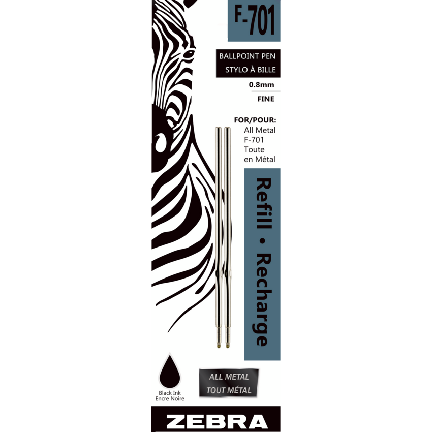 Zebra F-701® Ball Point Pen Refills Fine Point Black 2/pkg