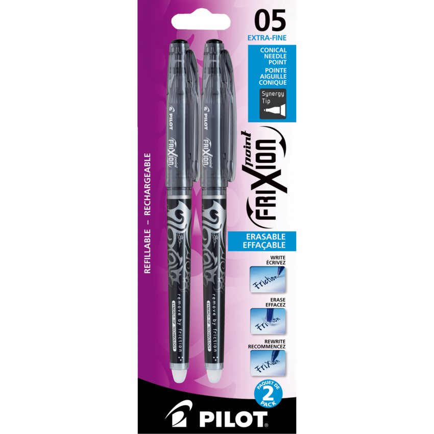 Pilot® FriXion® Point Erasable Gel Pen 0.5mm Black 2/pkg