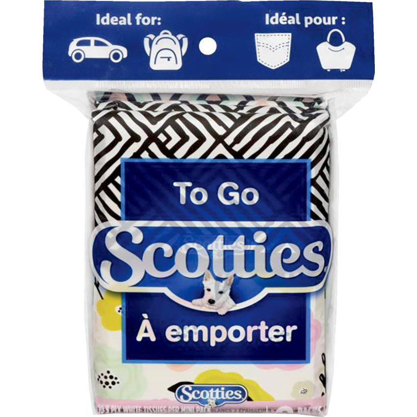 Scotties® To Go Facial Tissue Three-ply 10 sheets per pack 8 pkgs/pkg