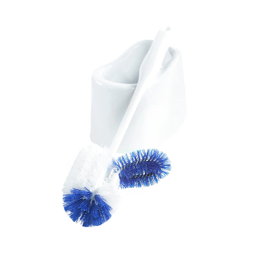 16 Inch Deluxe Toilet Brush And Caddy Set With Dual Cleaner Head