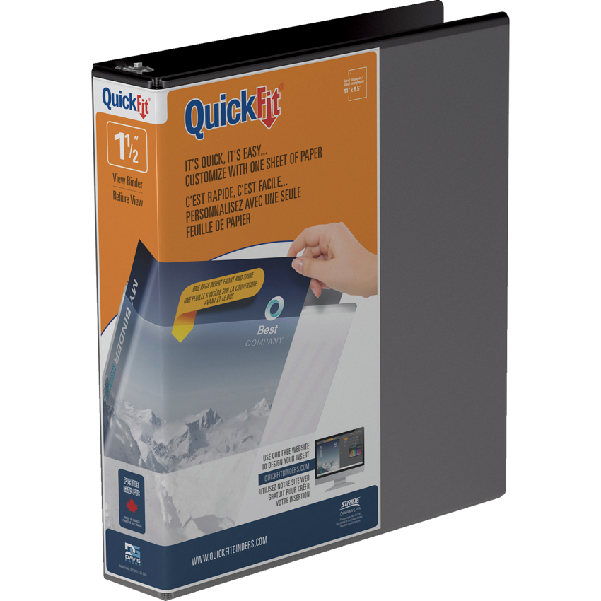 Davis Group QuickFit® View Round Ring Binder 1-1/2" Black