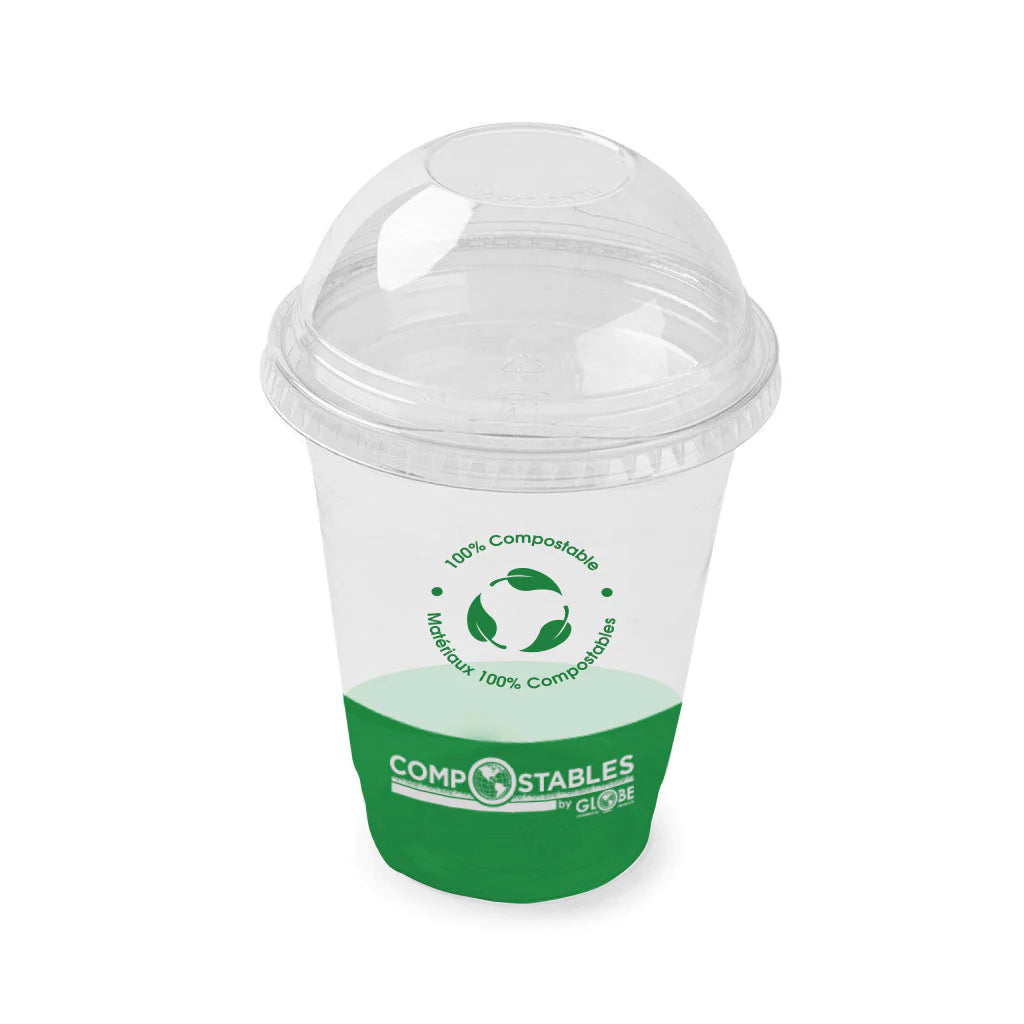 Clear PLA Dome Lids with Hole for Clear PLA Cold Cups - Dome