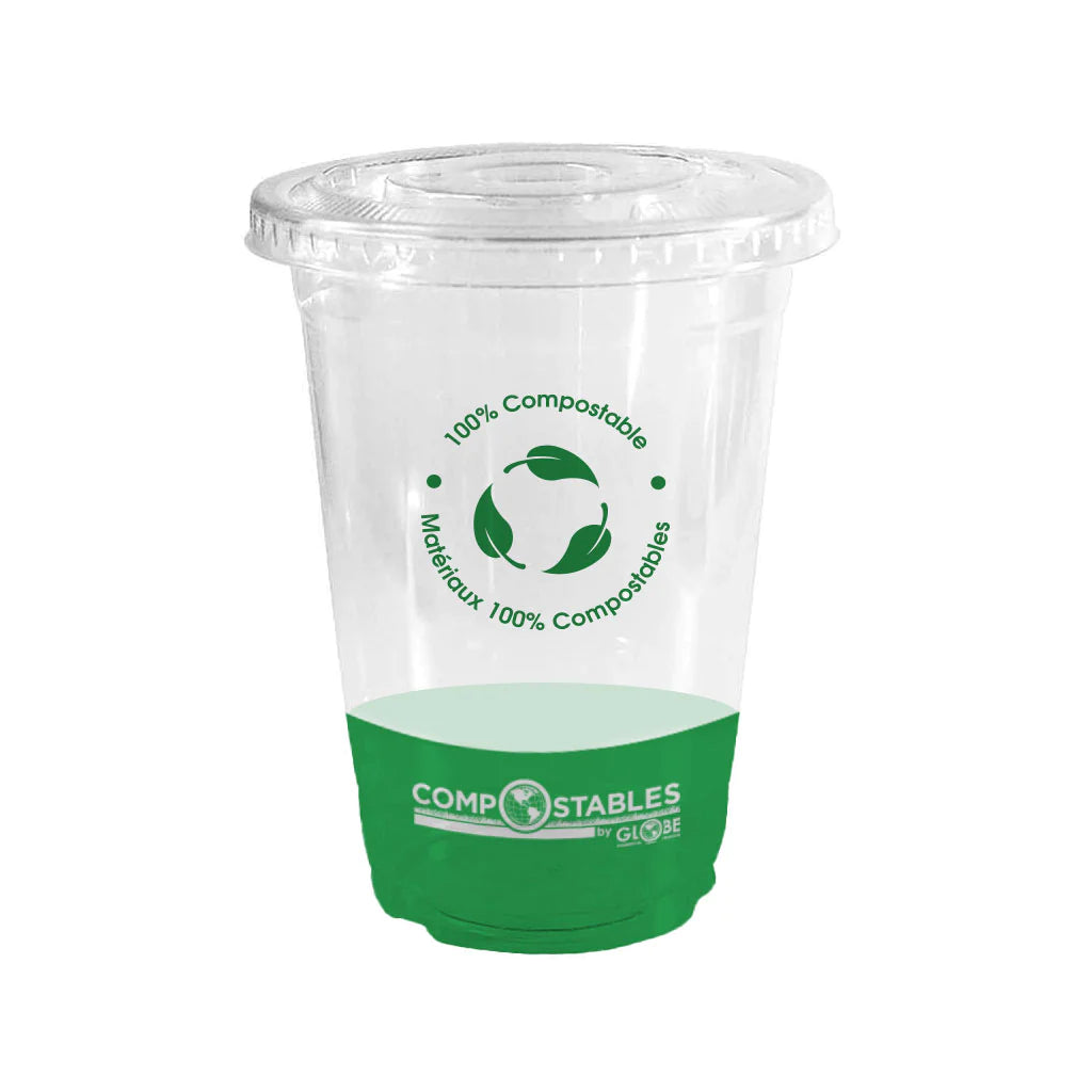Clear PLA Dome Lids with Hole for Clear PLA Cold Cups - Flat