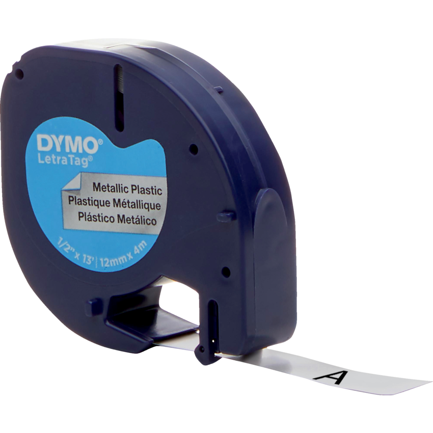 DYMO® LetraTag® Replacement Paper Tape 1/2" Black on Metallic Silver