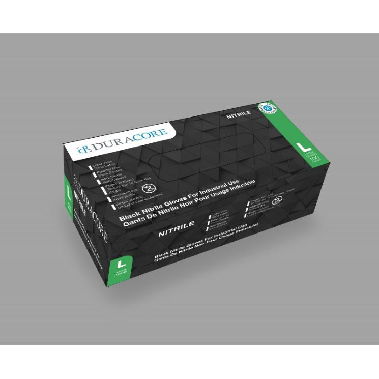 BLACK NITRILE GLOVES INDUSTRIAL - CASE OF 1000 (10 BOXES OF 100)