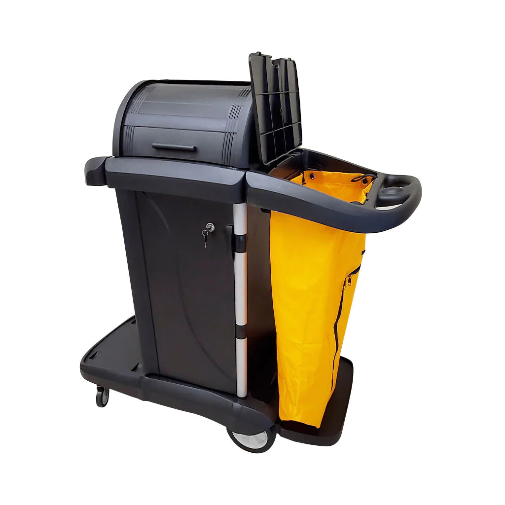 High Security Janitorial Cart with Hood and Lock - 17