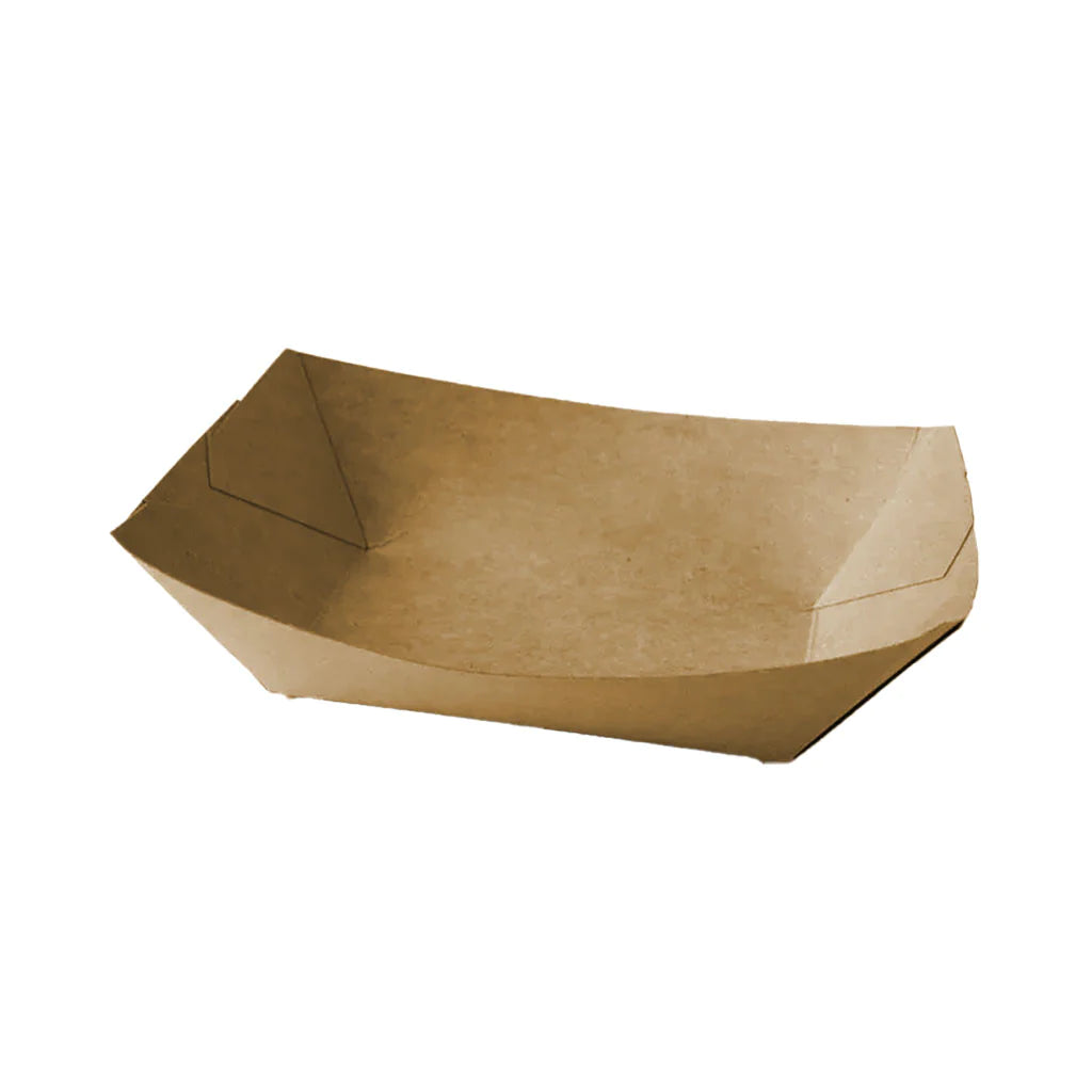 Kraft Boat Trays with PE Lining - Brown Kraft Paper