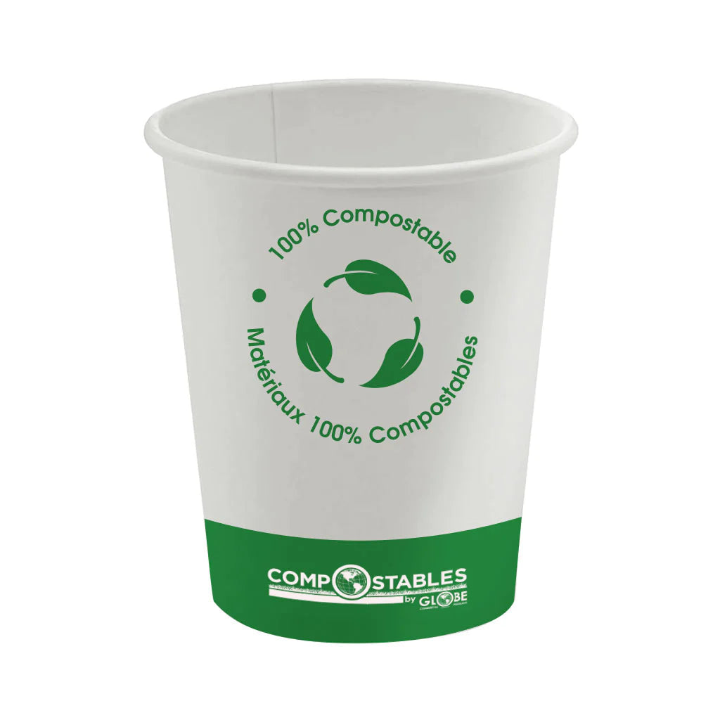 Single Wall Hot/Cold Compostable Paper Cups - White