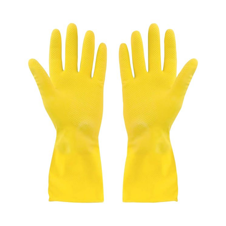 Yellow Flocklined Rubber Gloves
